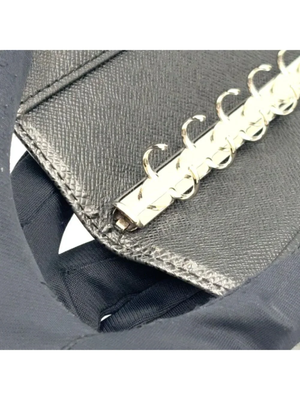 Louis Vuitton Agenda PM Taiga Leather Black Notebook Cover Silver